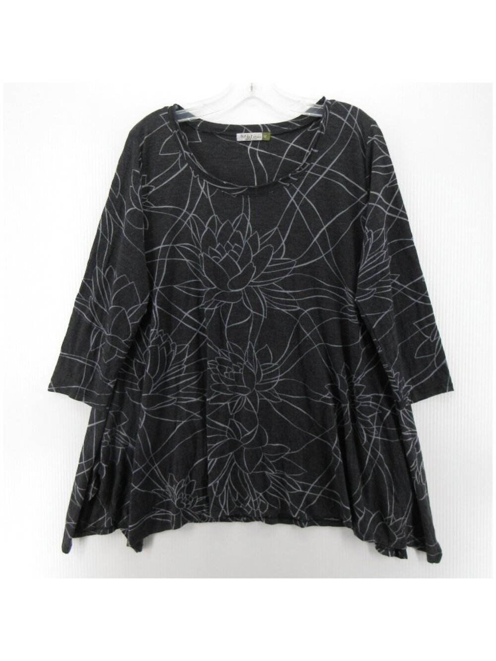 Chalet Et Ceci Top Medium Blouse Bamboo Abstract Floral Lagenlook